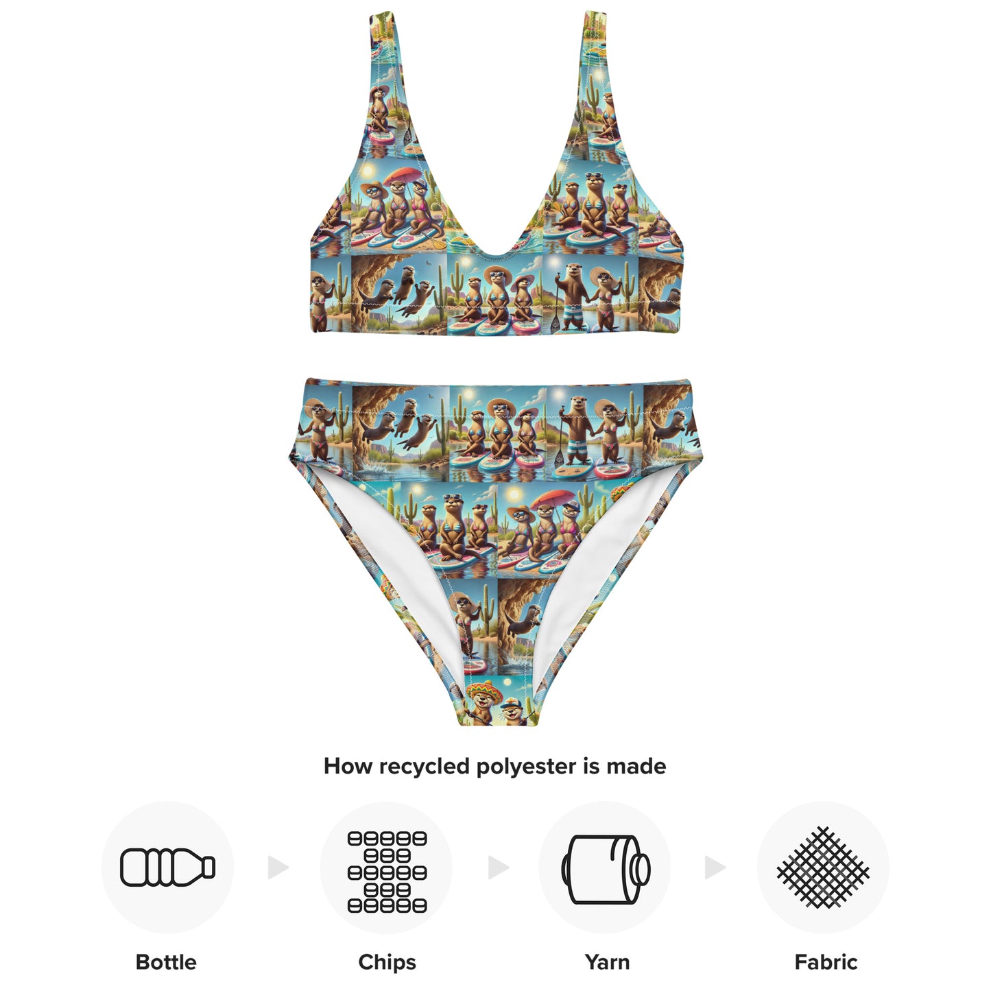 Otter Collage - Recycled high-waisted bikini