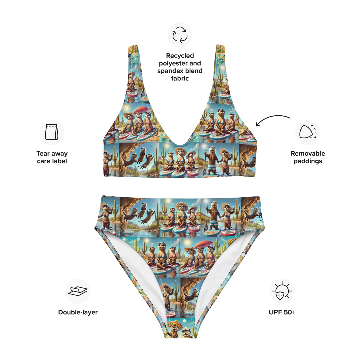 Otter Collage - Recycled high-waisted bikini