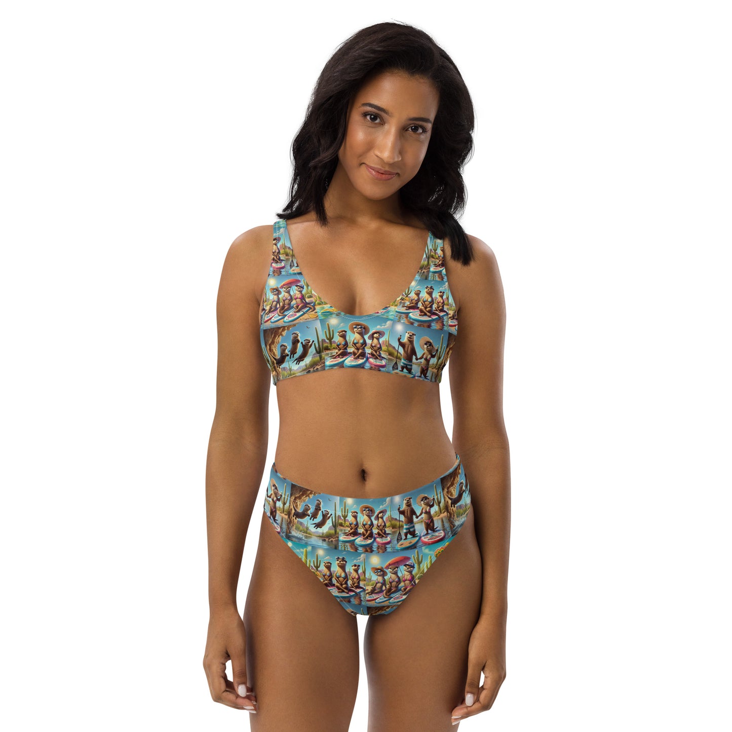 Otter Collage - Recycled high-waisted bikini