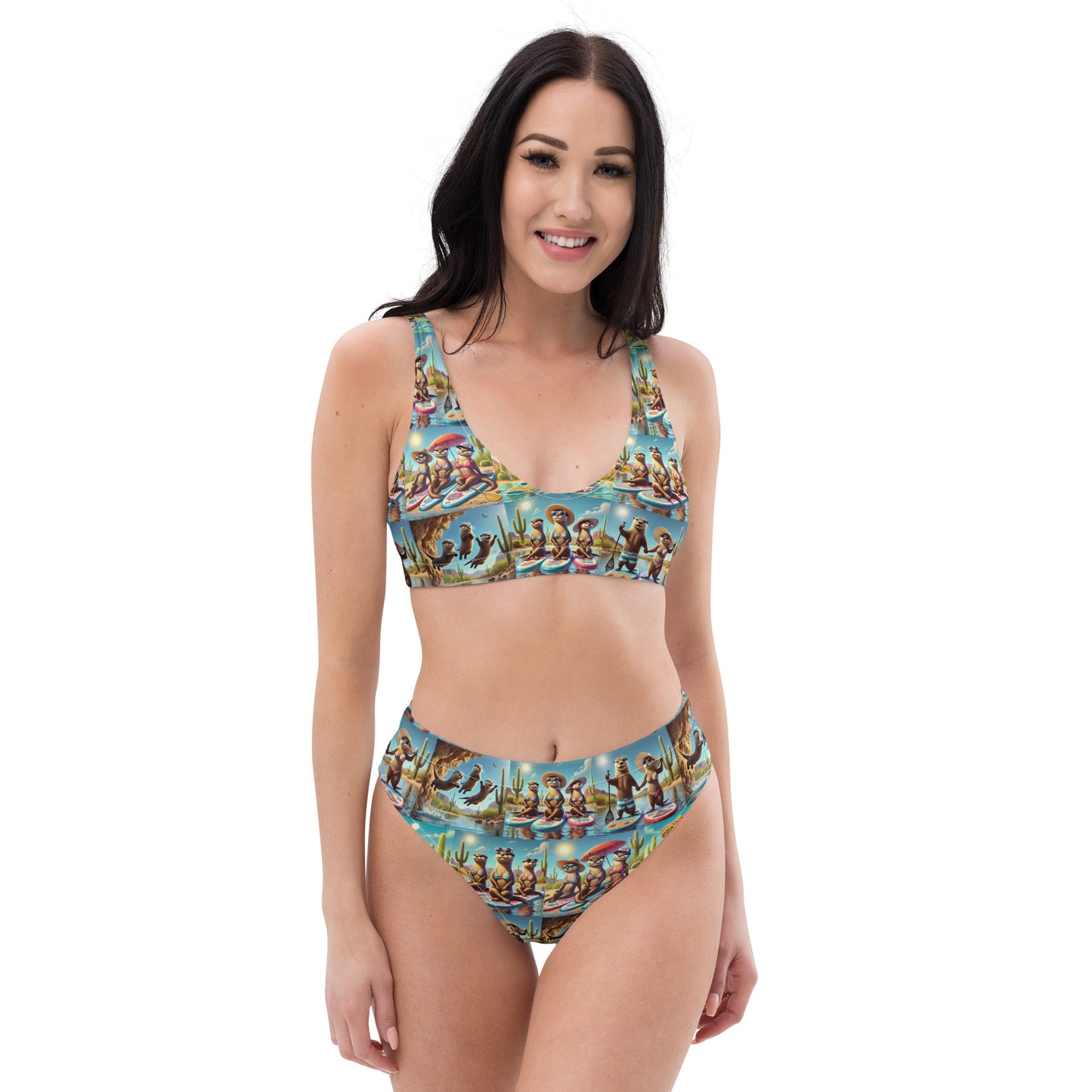 Otter Collage - Recycled high-waisted bikini